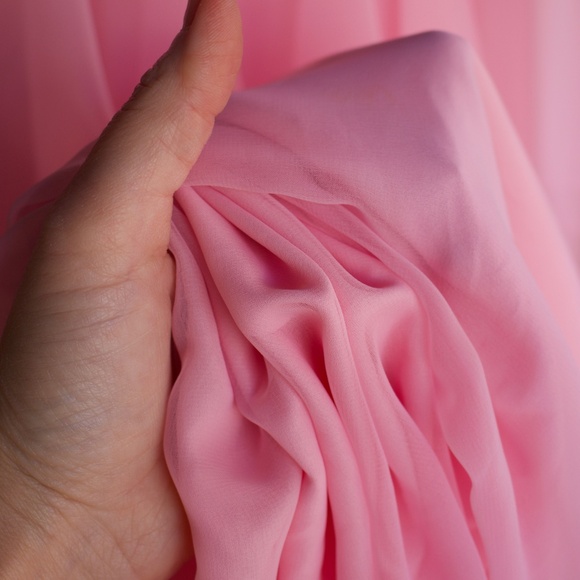 Vintage 1970's Mike Benet Formals Bubblegum Pink Chiffon Maxi Caplet Jewel Dress - Picture 5 of 17